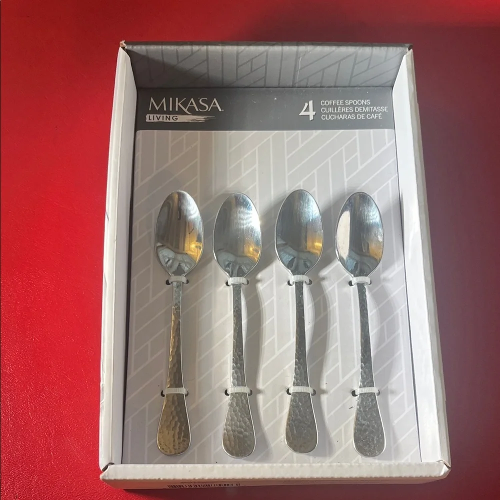 Mikasa Living Silver Coffee Spoons Emilia set of 4